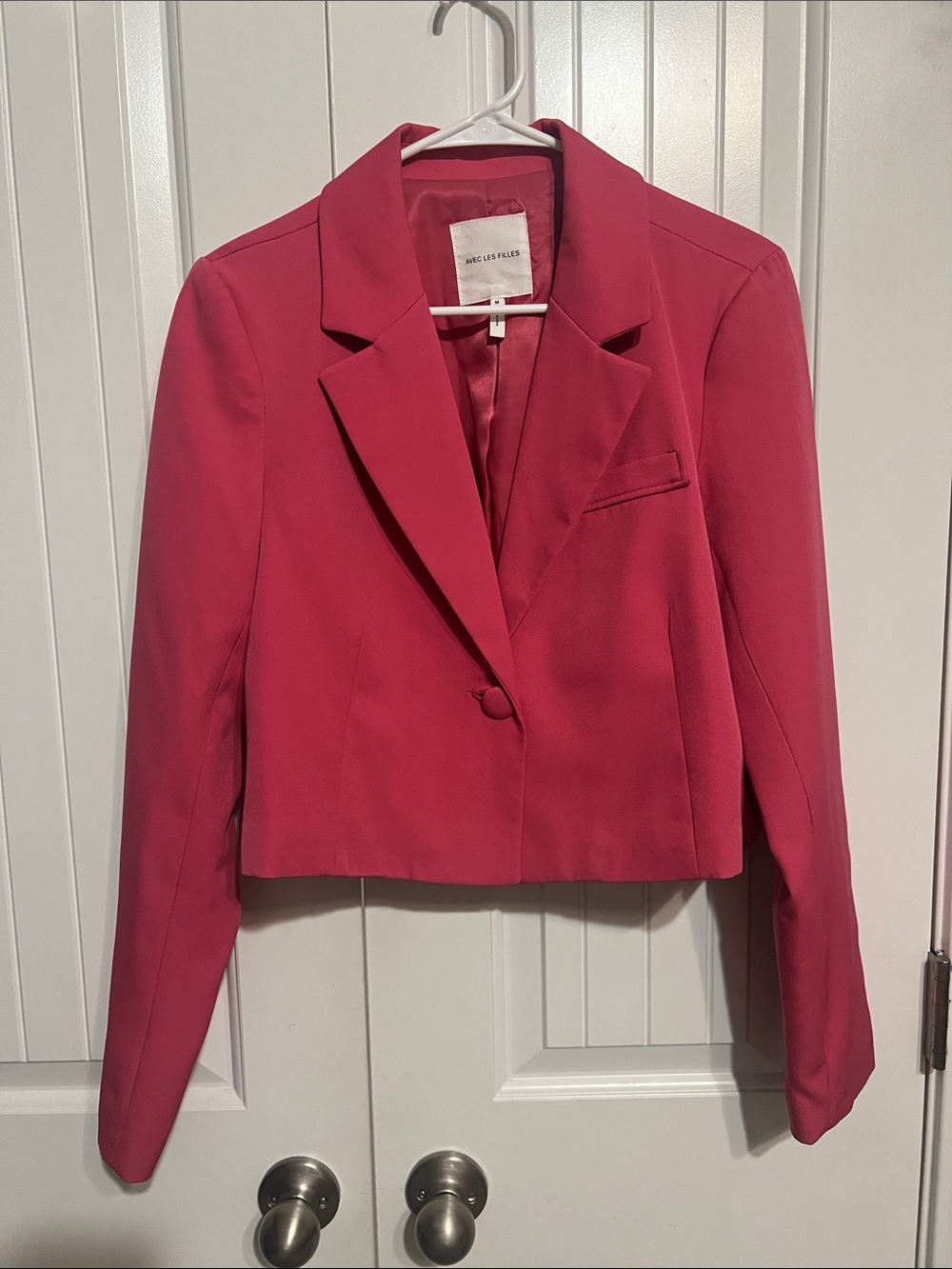 Avec Les Filles Raspberry Pink Cropped Blazer